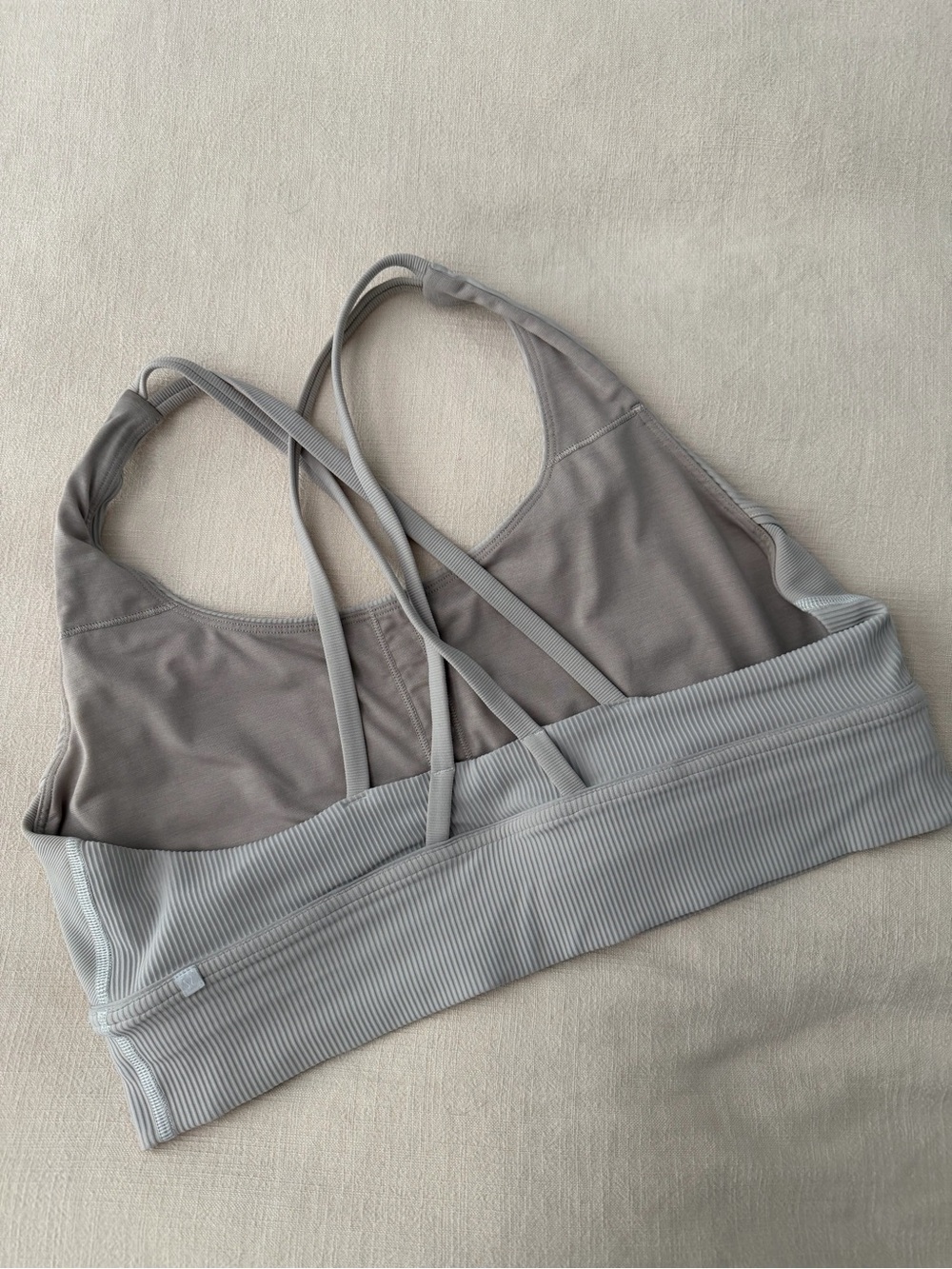 lululemon athletica Light Gray Ribbed Crossback Sports Bra